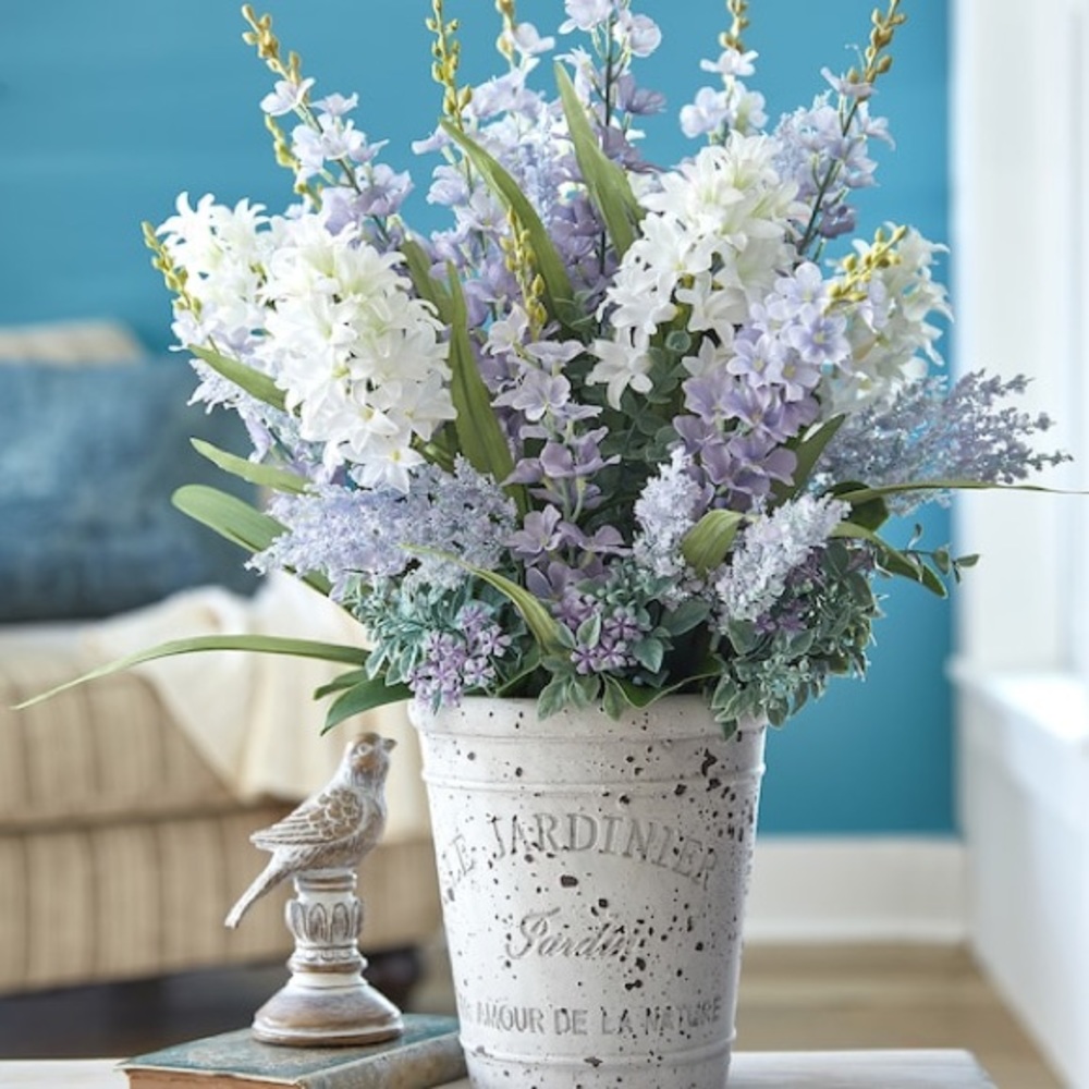 Distressed White Stone Gray French Flower Pot - Picture 4 of 4